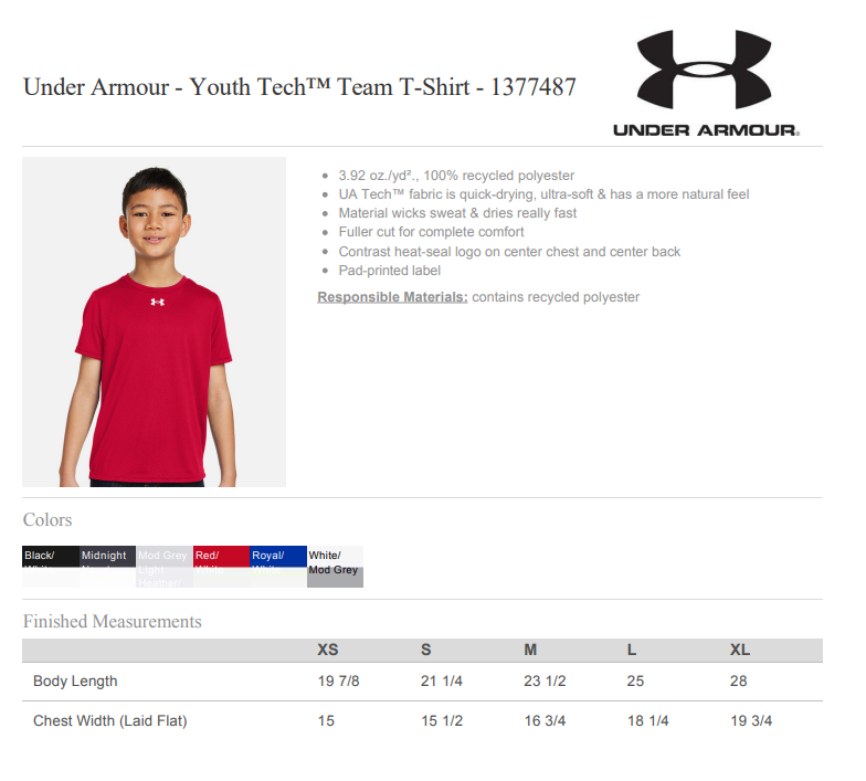 ASW Under Armour Tech Team Tee