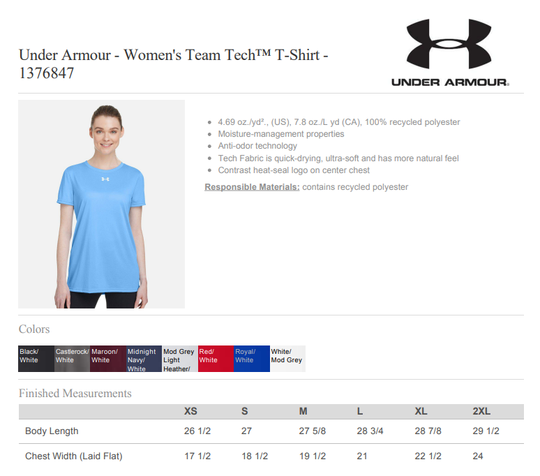 ASW Under Armour Tech Team Tee