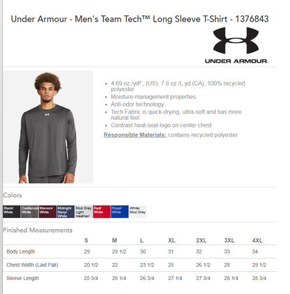 ASW Under Armour Tech Team Long Sleeve