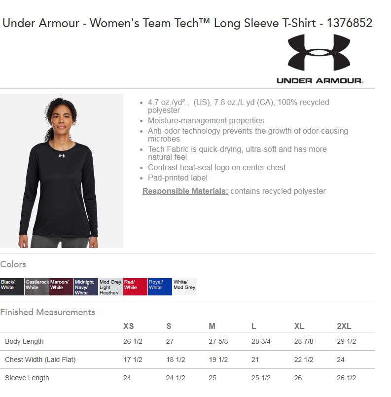 ASW Under Armour Tech Team Long Sleeve